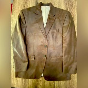 BROWN RALPH LAUREN FAUX SUEDE SPORT COAT sz 42S leather look blazer suit jacket